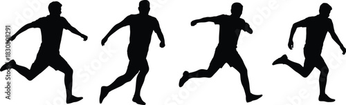 Athletes powerful sprinting silhouettes for sports marketing and fitness campaign designs. Vector illustration.