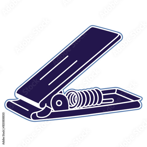 Stylized Garment Peg Illustration in Deep Blue and White with Light Blue Outline Simple and Clean Design Element for Laundry Concepts