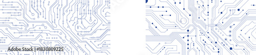 Circuit board designs showcasing modern technology, connectivity, and innovation themes. Vector illustration.
