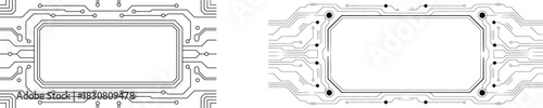 Tech frames futuristic circuit board borders for modern presentations or tech-themed projects. Vector illustration.
