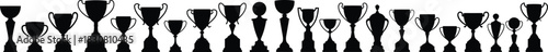 Victory trophies bold award silhouettes for events, achievements, and celebrations. Vector illustration.