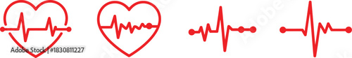 Heartbeat symbols health and wellness graphics for medical and love-themed designs. Vector illustration.