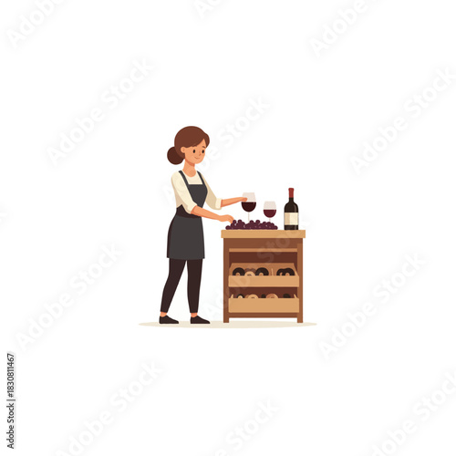 Elegant sommelier gracefully pouring rich red wine offering a refined tasting experience with