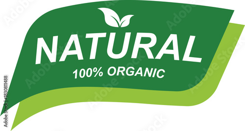 100% Organic Food Label Design Vector Logo