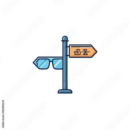 Unique summer travel destination idea depicted through a charming road sign with vacation