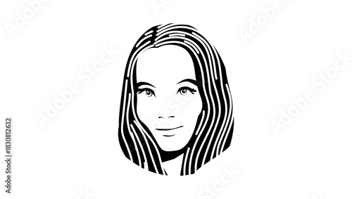a beautiful woman's face,black isolated silhouette