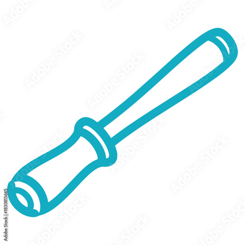Turquoise chisel isolated on a white background symbolizing craftsmanship and detailed woodworking tasks within home improvement projects and artistic sculpting endeavors