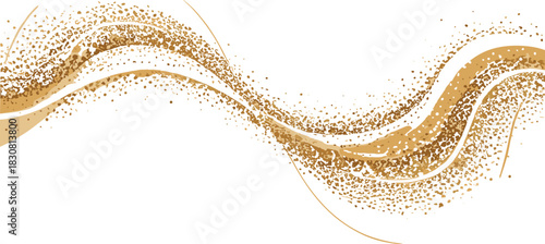 Golden abstract wave with scattered particles vector