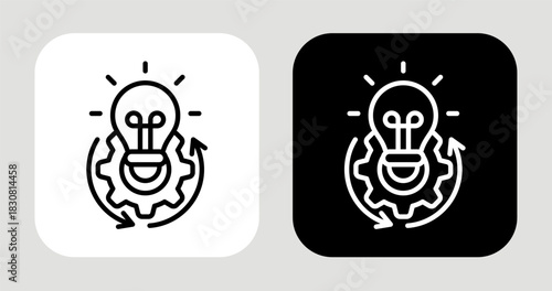 Innovative Spark Icon In Black and White Line Style