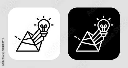 Idea Prism Icon In Black and White Line Style