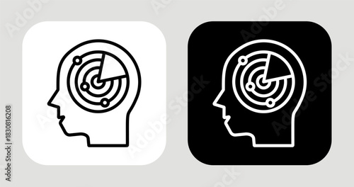 Idea Radar Icon In Black and White Line Style