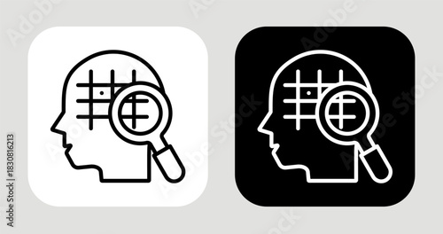 Pattern Finder Icon In Black and White Line Style