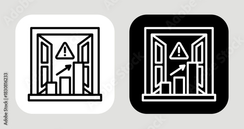 Risk Window Icon In Black and White Line Style