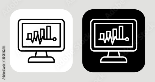 Market Pulse Icon In Black and White Line Style