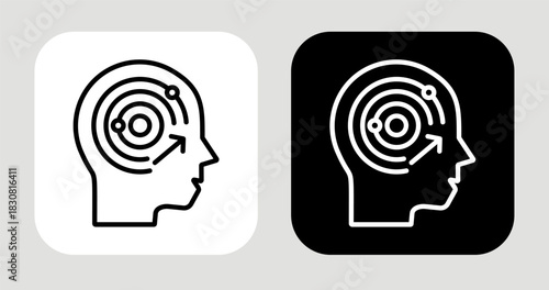 Insight Radar Icon In Black and White Line Style