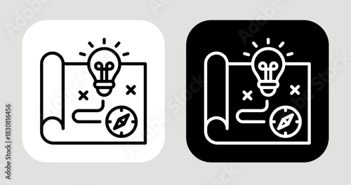 Strategic Path Icon In Black and White Line Style