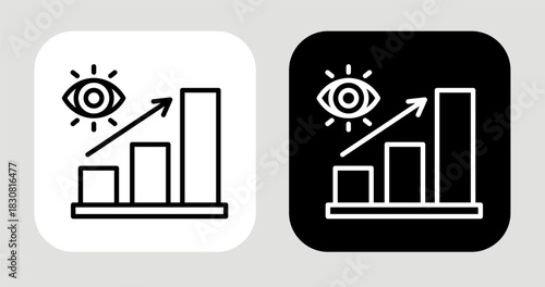 Rising Vision Icon In Black and White Line Style