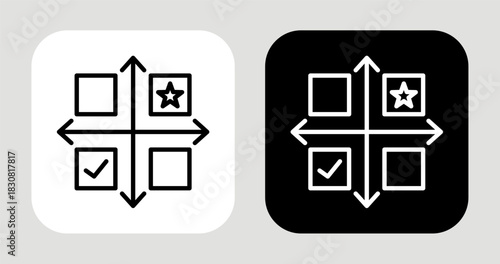 Decision Matrix Icon In Black and White Line Style