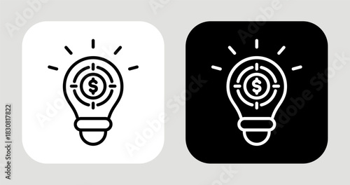Value Focus Icon In Black and White Line Style