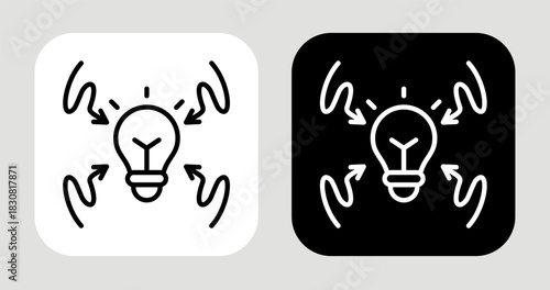 Decision Arrow Icon In Black and White Line Style