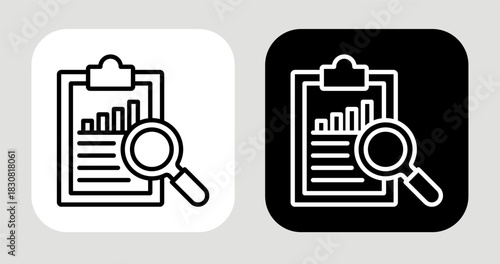 Strategy Lens Icon In Black and White Line Style