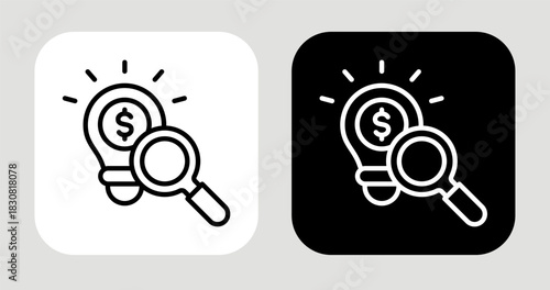 Value Lens Icon In Black and White Line Style