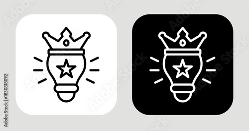 Top Idea Icon In Black and White Line Style