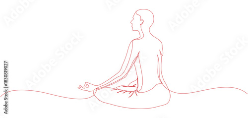Silhouette of a person meditating in line art style
