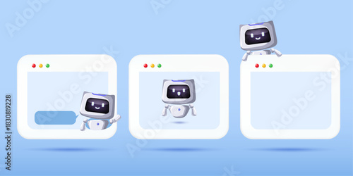 AI communication chat bot window and virtual support. Concept of AI and machine learning.