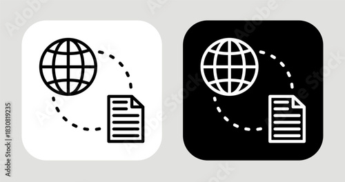 Research Network Icon In Black and White Line Style