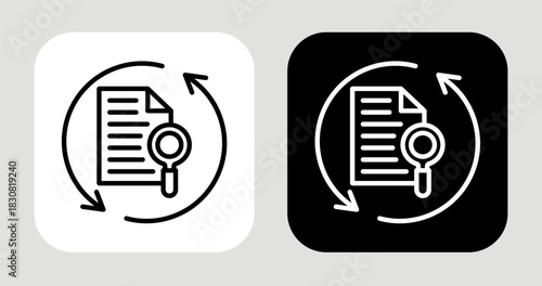Research Flow Icon In Black and White Line Style