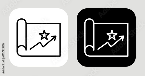 Opportunity Map Icon In Black and White Line Style
