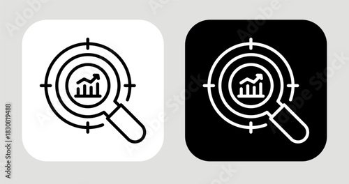 Market Focus Icon In Black and White Line Style