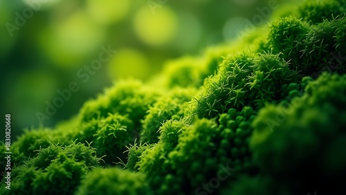 Abstract green textures blending with nature, evoking an environmental and serene mood.