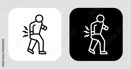 Back Pain Icon In Black and White Line Style