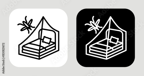 Mosquito Net Icon In Black and White Line Style