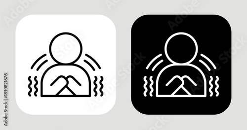 Shivering Icon In Black and White Line Style