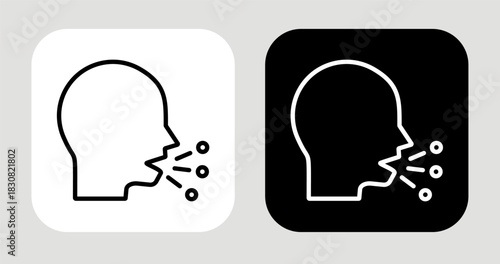 Cough Icon In Black and White Line Style