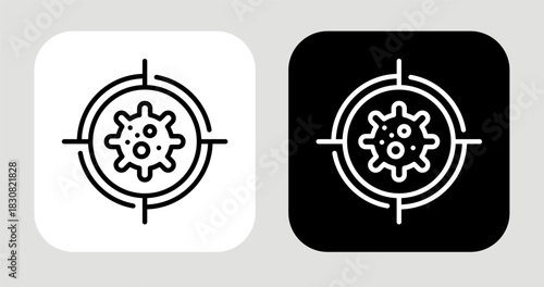 Bacteria Icon In Black and White Line Style