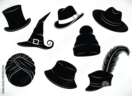 Collection of various hat silhouettes