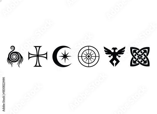 Collection of diverse spiritual and cultural symbols