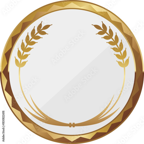 高級感のある麦の円形フレーム　ホワイト＆ゴールド