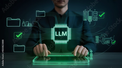 Large language model LLM abstract illustration for digital transformation and artificial intelligence