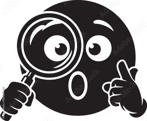 Emoji examining something closely with magnifying glass vector illustration