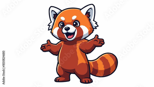 Cute red panda cartoon vector illustration happy animal character design wildlife drawing adorable mammal image art brazil ceara