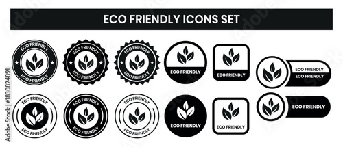 Set of eco friendly icons. Ecologic food stamps. Organic natural food labels. eco friendly logo, label, sign, badge, symbol, banner, line, flat vector, isolated illustration.