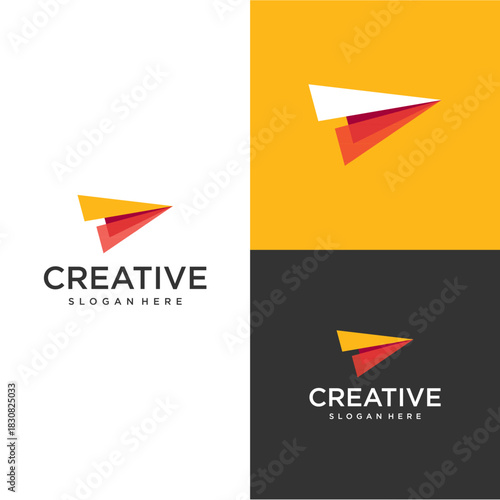 Dynamic abstract geometric form in vibrant colors, symbolizing creativity, forward momentum, and innovative communication design