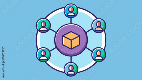 Icon of Decentralized Investment Group with Blockchain Network