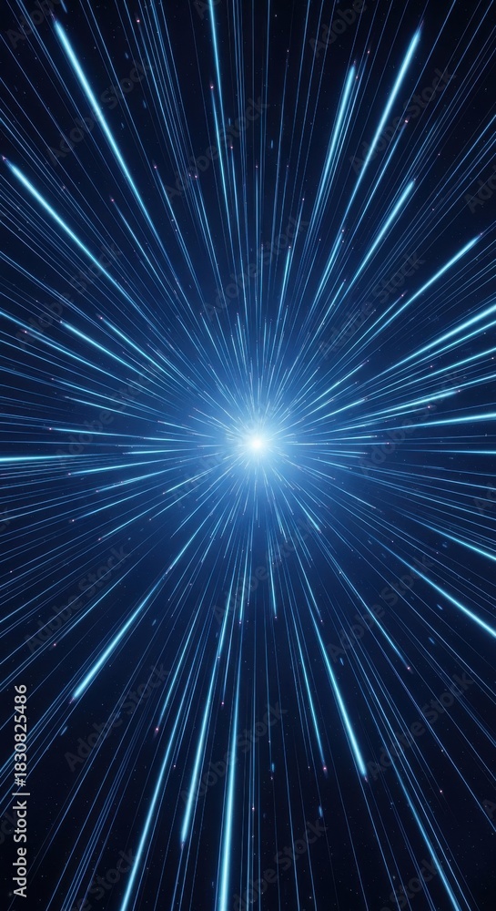 Fototapeta premium Blue light speed burst from bright center