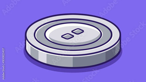 Isometric Silver Button Design Against a Purple Background